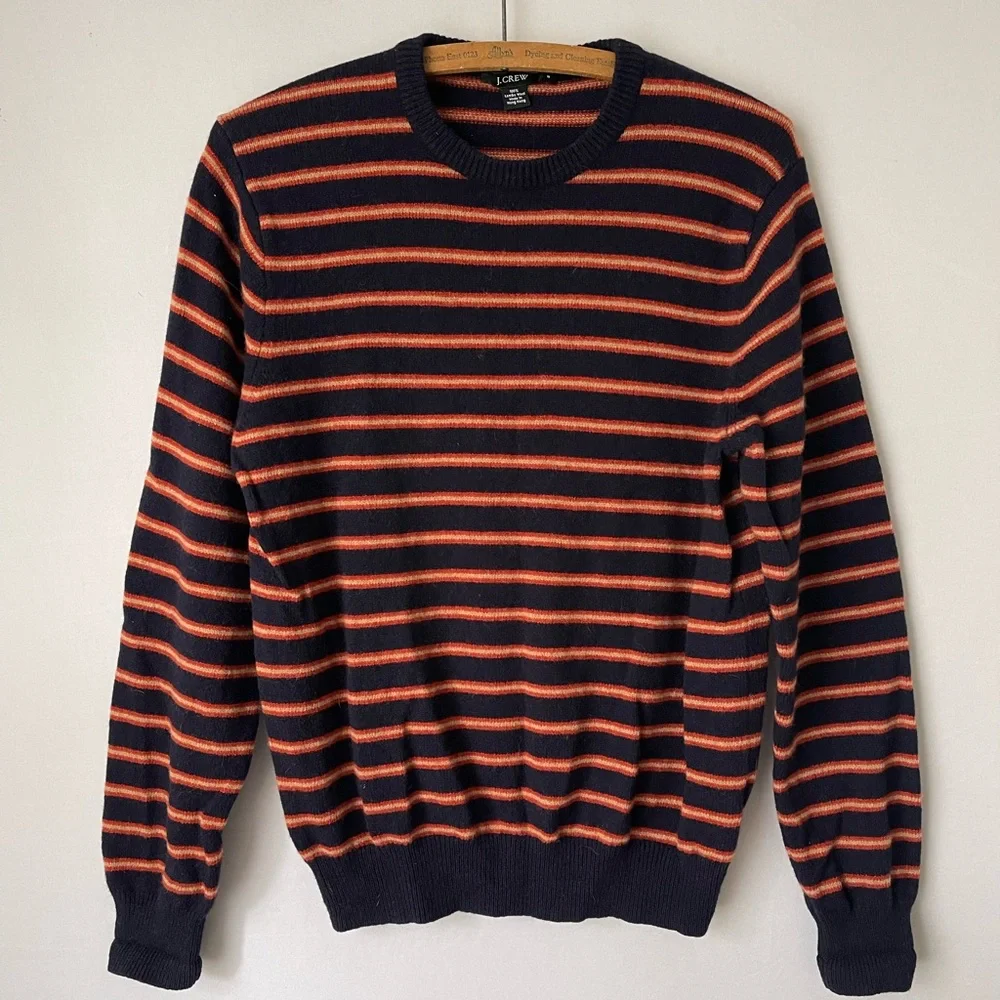 Y2K‎ Lambs Wool Sweater Navy/Orange/Cream Stripe S